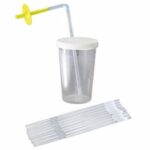 Glass with non-return straws
