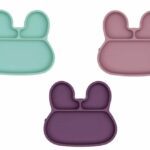 Piatto in silicone con ventosa a forma di coniglietto