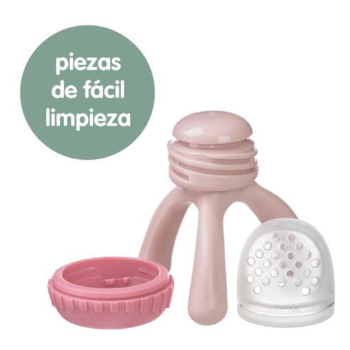 Alimentador de silicona b.box desmontado en sus piezas para facilitar la limpieza