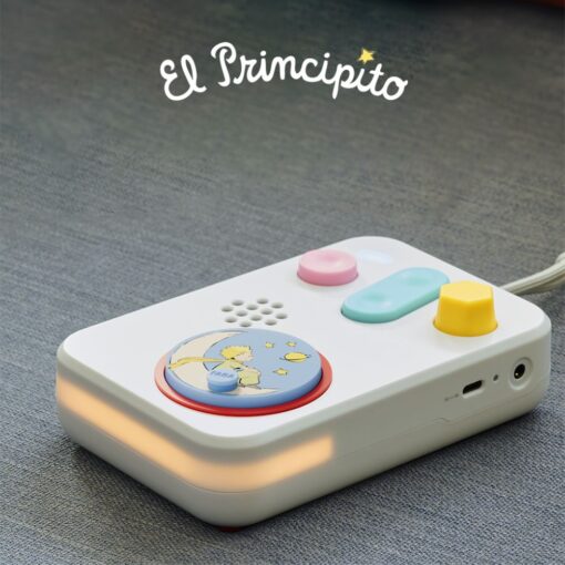 The FABA+ storyteller turned on with *The Little Prince* audio disc placed in the central reader