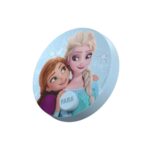 Disco sonoro de Frozen para cuentacuentos FABA, ilustrado con Elsa y Anna sobre fondo azul de hielo