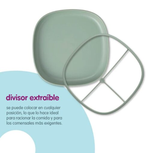 Plato de silicona b.box sin el divisor, usado como plato normal para porciones grandes