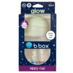 Caja del vaso con pajita b.box que brilla en la oscuridad, con la indicación glow