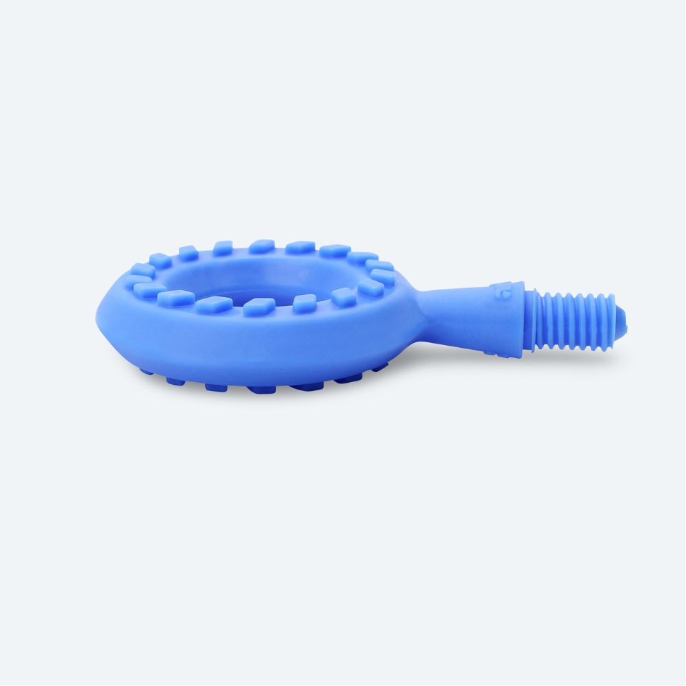 ARK Circle Tip for the Z-Vibe1 Vista lateral del cabezal Circle azul para Z-Vibe, con los relieves en hexágono a lo largo del aro