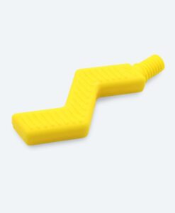 Cabezal Z-Vibe Zig Zag de ARK: pieza amarilla en forma de rayo con textura de líneas para morder