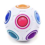 Speed Cube Ball: bola blanca con bolitas de colores dentro de sus anillos, bola rompecabezas arcoíris
