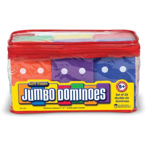 Bolsa transparente con cremallera del dominó gigante de espuma de Learning Resources con las 28 fichas
