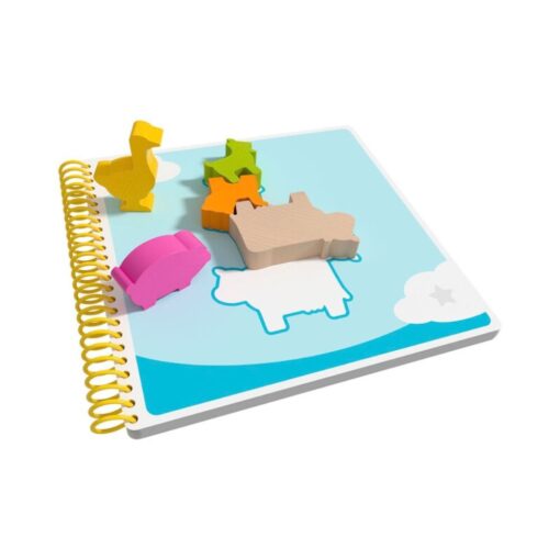 Bao's Cloudland de HABA: cuaderno pequeño de soluciones con animales apilados, juego de lógica de madera para niños
