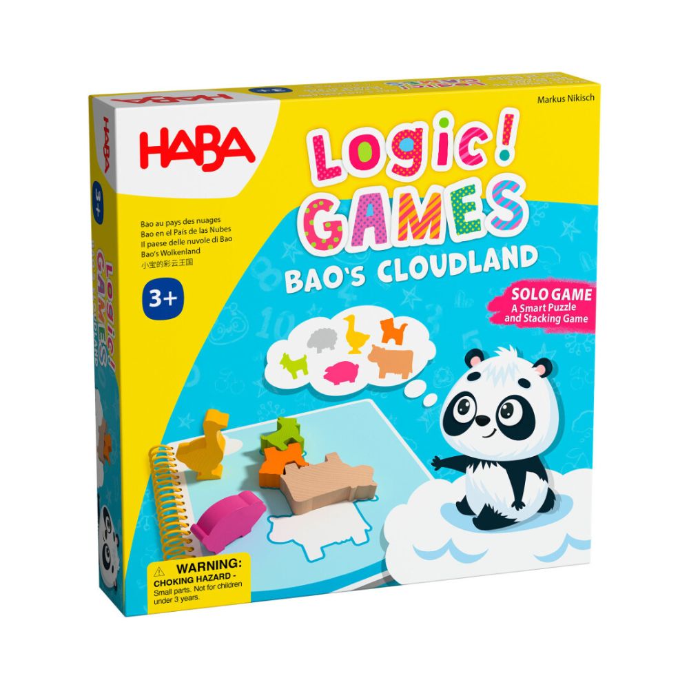 Logic! GAMES - Bao's Cloudland Bao's Cloudland de HABA: caja del juego con el panda Bao y las nubes, juego de lógica de madera para niños