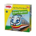 Color Express de HABA: caja pequeña de viaje con el tren sonriente, juego de viaje de colores desde 2 años