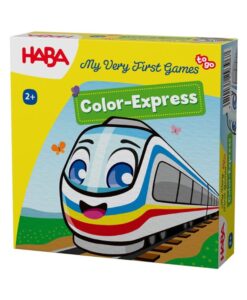 Color Express de HABA: caja pequeña de viaje con el tren sonriente, juego de viaje de colores desde 2 años
