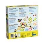 La Tarta de Teo de HABA: trasera de la caja con las reglas en varios idiomas, juego cooperativo para niños de 2 años