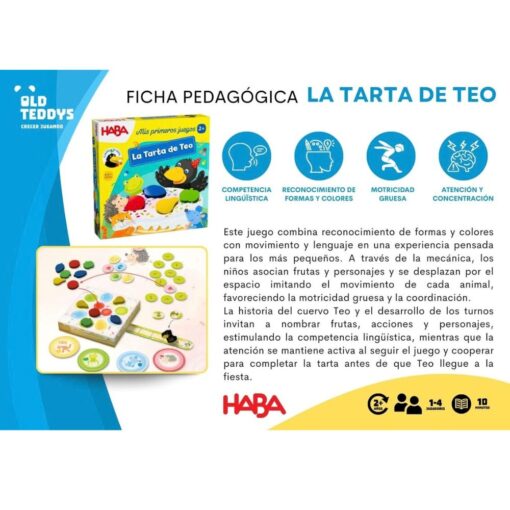 La Tarta de Teo de HABA: ficha pedagógica con lenguaje, colores, motricidad y atención