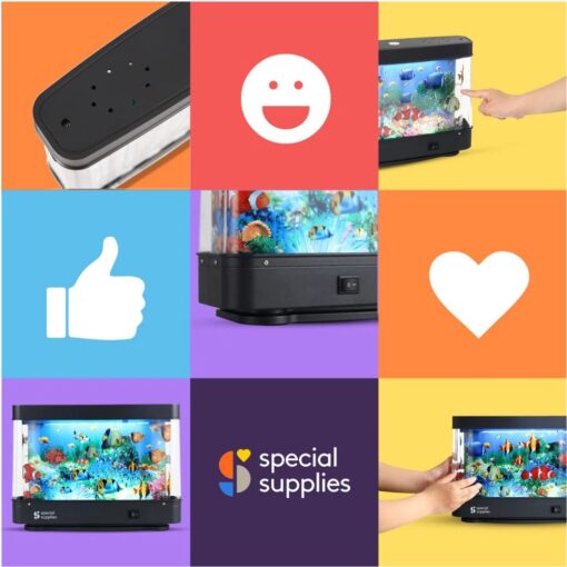 Lámpara acuario sensorial: collage de la marca Special Supplies con el acuario, de Special Supplies