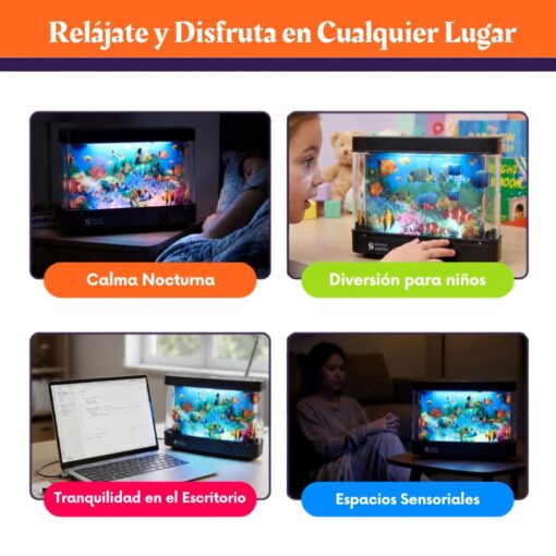 Lámpara acuario sensorial: cuatro usos: dormitorio, juego, escritorio y sala sensorial