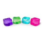 Cubo de azúcar squishy de Scrunchems: cuatro cubos squishy en morado, verde, azul y rosa