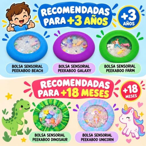 Maleta Big Feelings de Jellystone: bolsas sensoriales Peekaboo recomendadas por edades