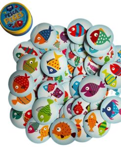 Pesca peces de Funtastic: las cartas redondas con uno o varios peces de colores, juego de cartas para practicar sumas