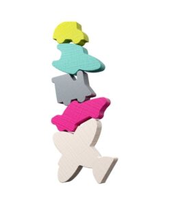 Stacking Challenge de HABA: torre de 5 vehículos de madera en equilibrio, reto de apilar de madera