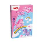 Unicornio Destello de HABA: caja del juego con unicornios, nubes y arcoíris, juego de mesa para niños desde 3 años