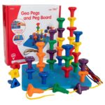 Geo Pegs de Edx Education: caja Geo Pegs and Peg Board con torres de clavijas, cordones y desde 18 meses