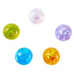 Magic Orb de J'adore: cinco squishies translúcidos con brillos en transparente, lila, naranja, azul y verde