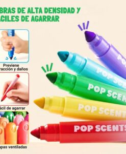 Rotuladores lavables perfumados de Jarmelo: puntas de fibra de alta densidad y tapas ventiladas