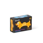 Perro salchicha squishy Sugar Sausage Dog: caja negra Sugar Sausage Dog con el perro naranja dibujado
