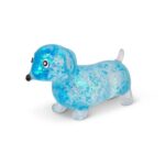 Perro salchicha squishy Sugar Sausage Dog: perro salchicha azul claro de lado con purpurina plateada