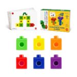 Cubos de construcción de La oruga glotona: mano pequeña cogiendo un cubo verde, cubos ligeros de bordes suaves