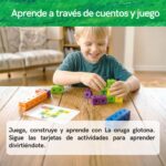 Cubos de construcción de La oruga glotona: caja de los cubos de construcción con la oruga y una figura hecha con cubos