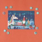 Puzzle de unicornio Tiny Puzzle Unicorn: puzzle montado del cumpleaños del unicornio con las fichas alrededor