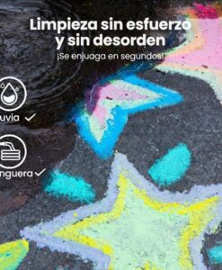 Tizas lavables RAINBOW de Jarmelo: estrella dibujada en el suelo que se limpia con lluvia o manguera