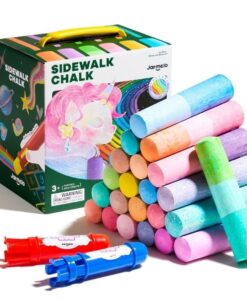 Tizas lavables RAINBOW de Jarmelo: caja Sidewalk Chalk con las 24 tizas y los 2 soportes
