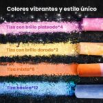 Tizas lavables RAINBOW de Jarmelo: tizas con brillo plateado, dorado, mixtas y básicas