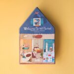 Puzzle Welcome to my home: trasera de la caja con forma de casa y el interior ilustrado