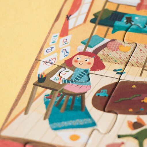 Puzzle Welcome to my home: detalle de una niña dibujando en su escritorio, de Londji