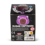 Capibara squishy Sugar Capybara: trasera de la caja negra con los avisos y el código de barras