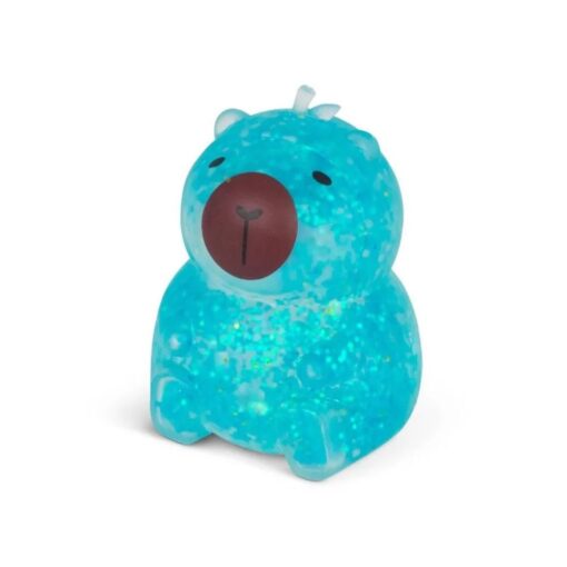 Capibara squishy Sugar Capybara: capibara azul de cerca con su hocico marrón y la purpurina