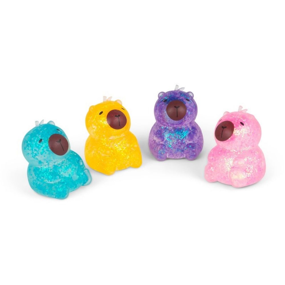 sugar capybara scrunchems 3 Capibara squishy Sugar Capybara: cuatro capibaras de gel en azul, amarillo, morado y rosa